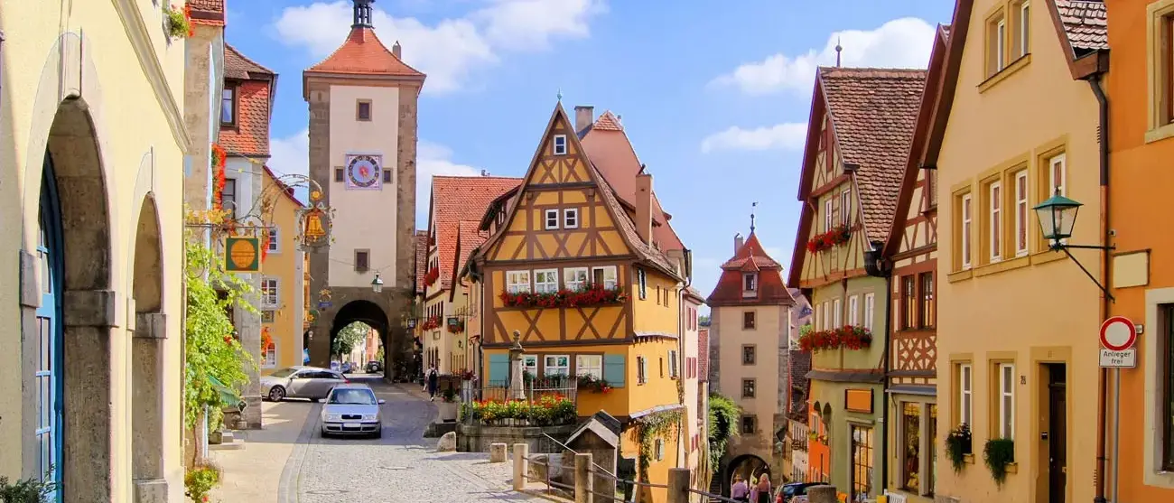 Vista clássica de Rothenburg ob der Tauber, Alemanha