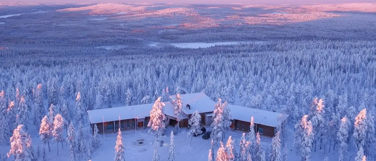 Vista Panorâmica de Rovaniemi na neve, Finlândia