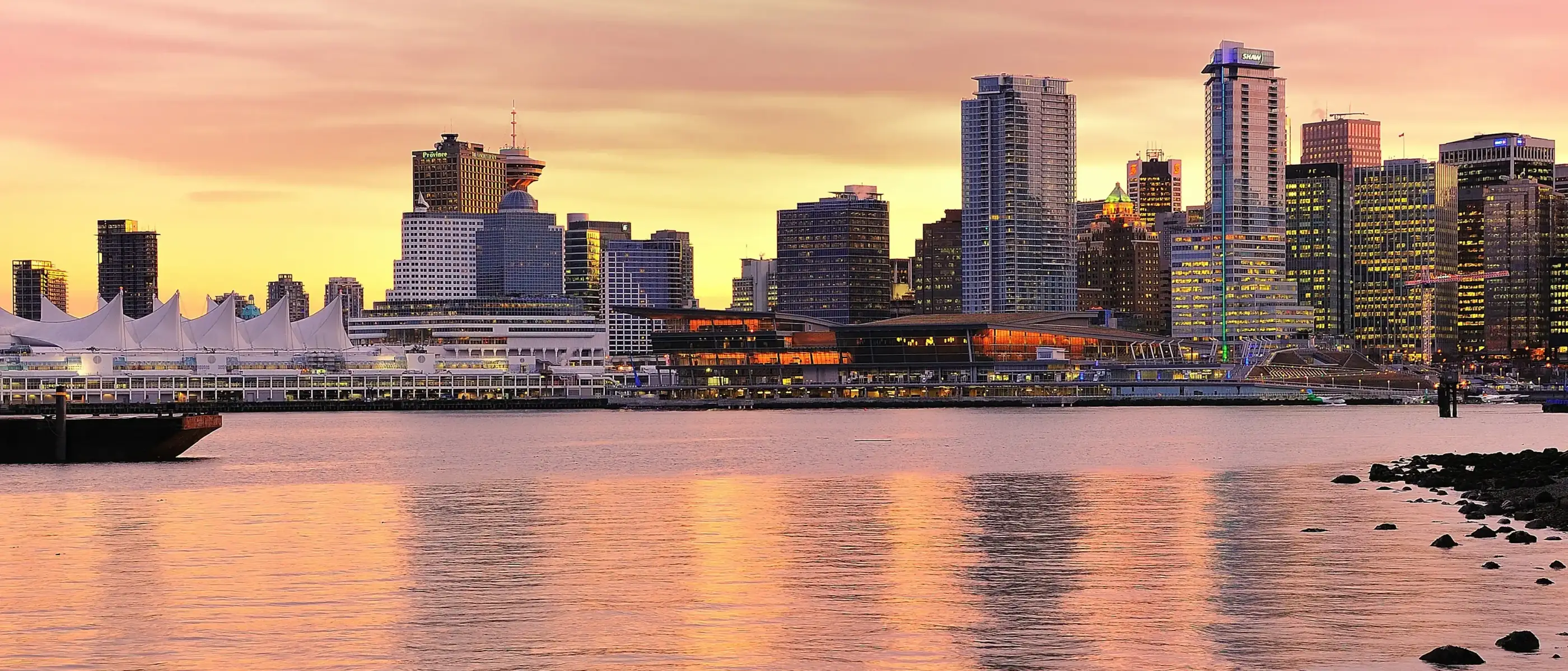 Vista de Vancouver no por do sol