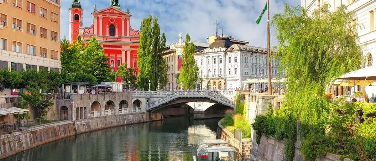 Canal na cidade de Liubliana, Eslovenia