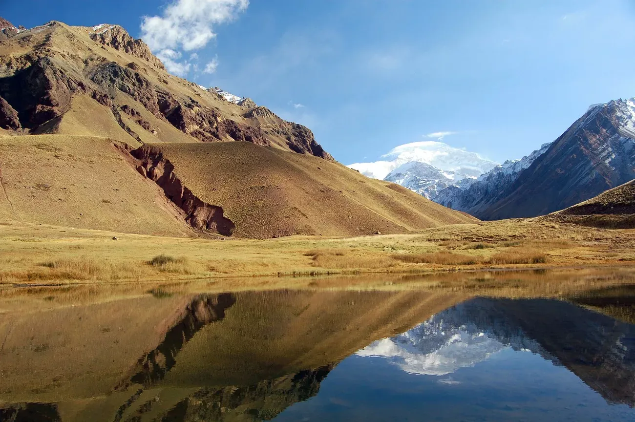 Valle Mendonza e o Aconcagua ao fundo em Mendonza