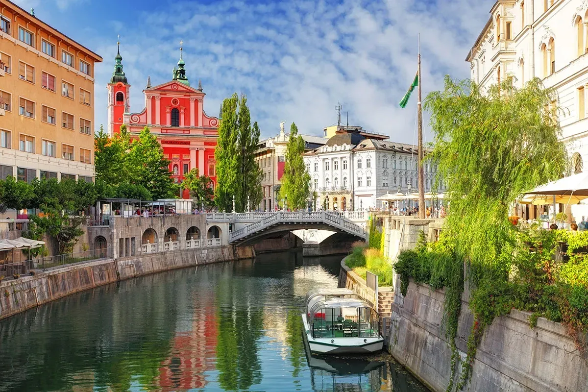 Canal na cidade de Liubliana, Eslovenia